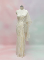 Khaddi Cotton with Golden Check Dyeable Fabric.