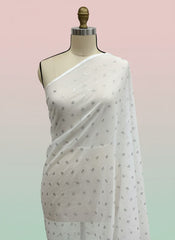 Khaddi Cotton with Silver Design Duppatta Dyeable Fabric 