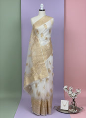 Arganza Golden Inner & Border Design. Dyeable Fabric