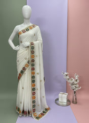 Fancy Multi Colour Karahi Border Duppatta Dyeable Fabric.
